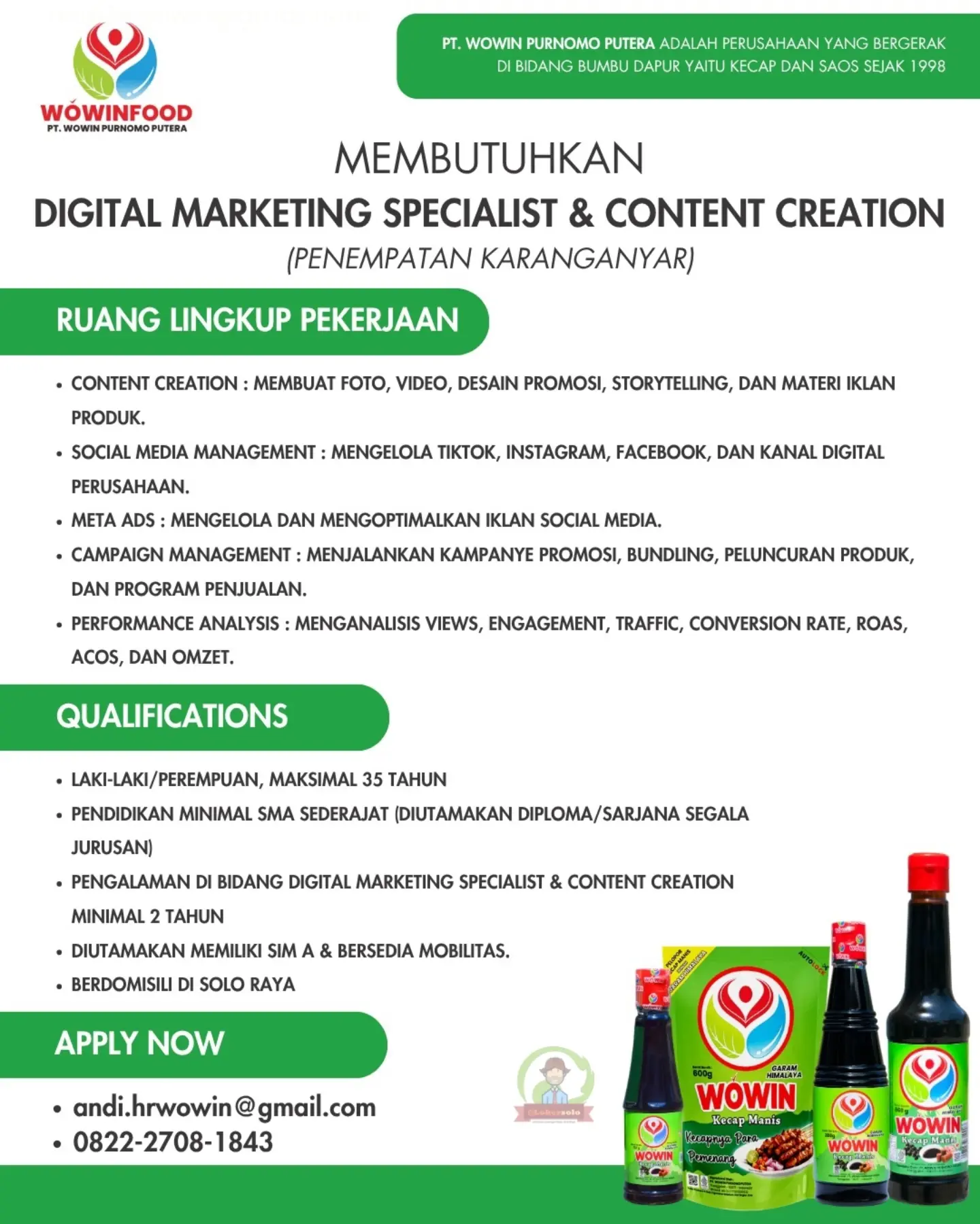 Poster Lowongan Kerja PT Wowin Purnomo Putera (Wowin Food) Slide 3