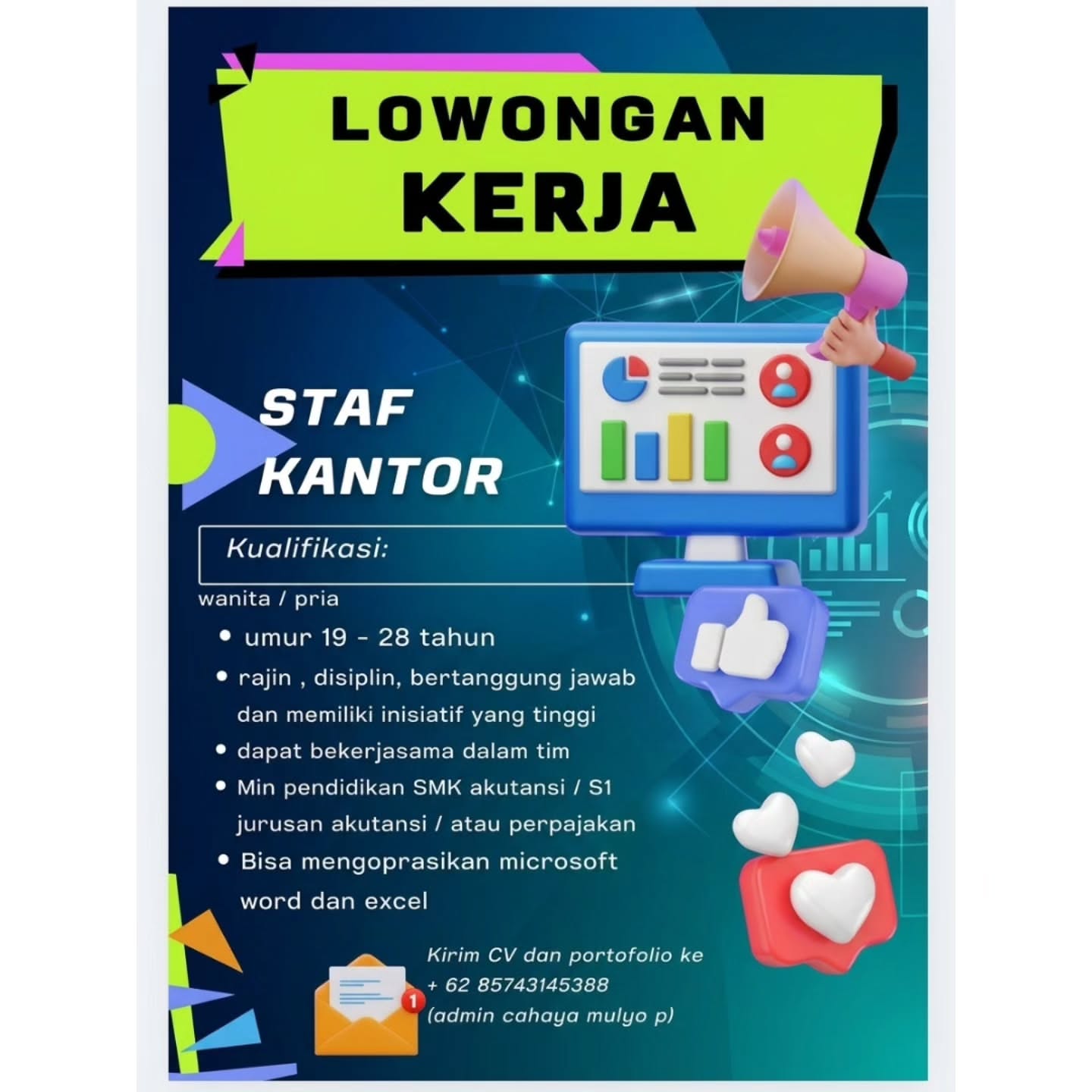 Poster Lowongan Kerja CV Cahaya Mulya Plastik Slide 3