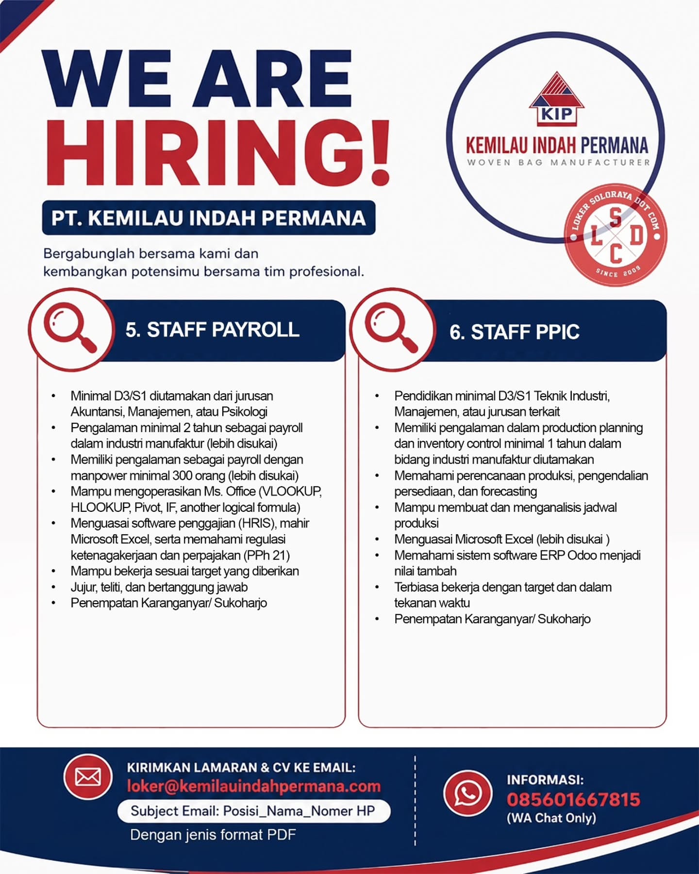 Poster Lowongan Kerja PT Kemilau Indah Permana Slide 3