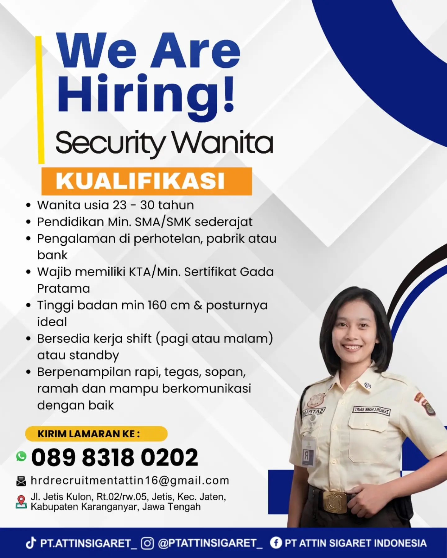 Poster Lowongan Kerja PT Attin Sigaret Indonesia (MPS Jaten) Slide 3