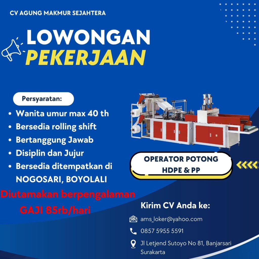 Poster Lowongan Kerja CV AGUNG MAKMUR SEJAHTERA Slide 3
