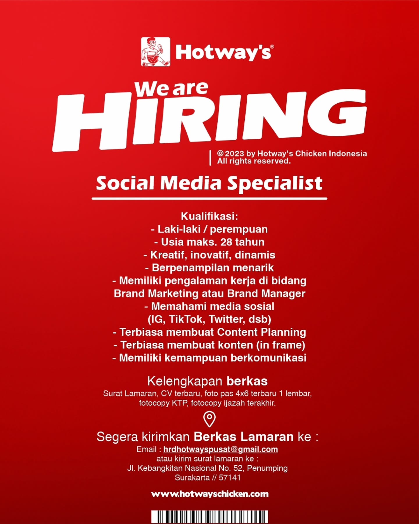 Poster Lowongan Kerja Hotway's Chicken Indonesia Slide 3