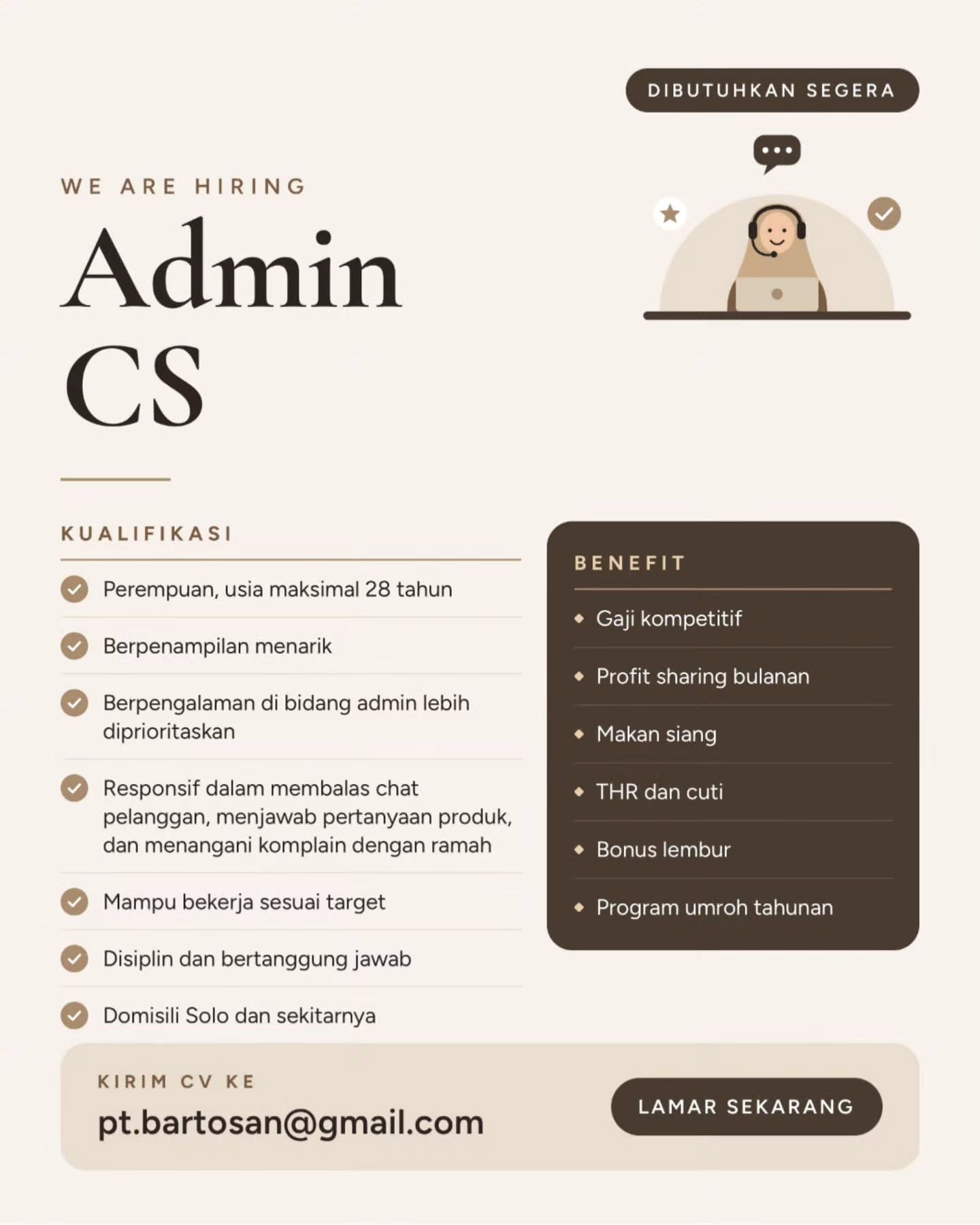 Poster Lowongan Kerja Kamalin (PT Bartosan) Slide 3