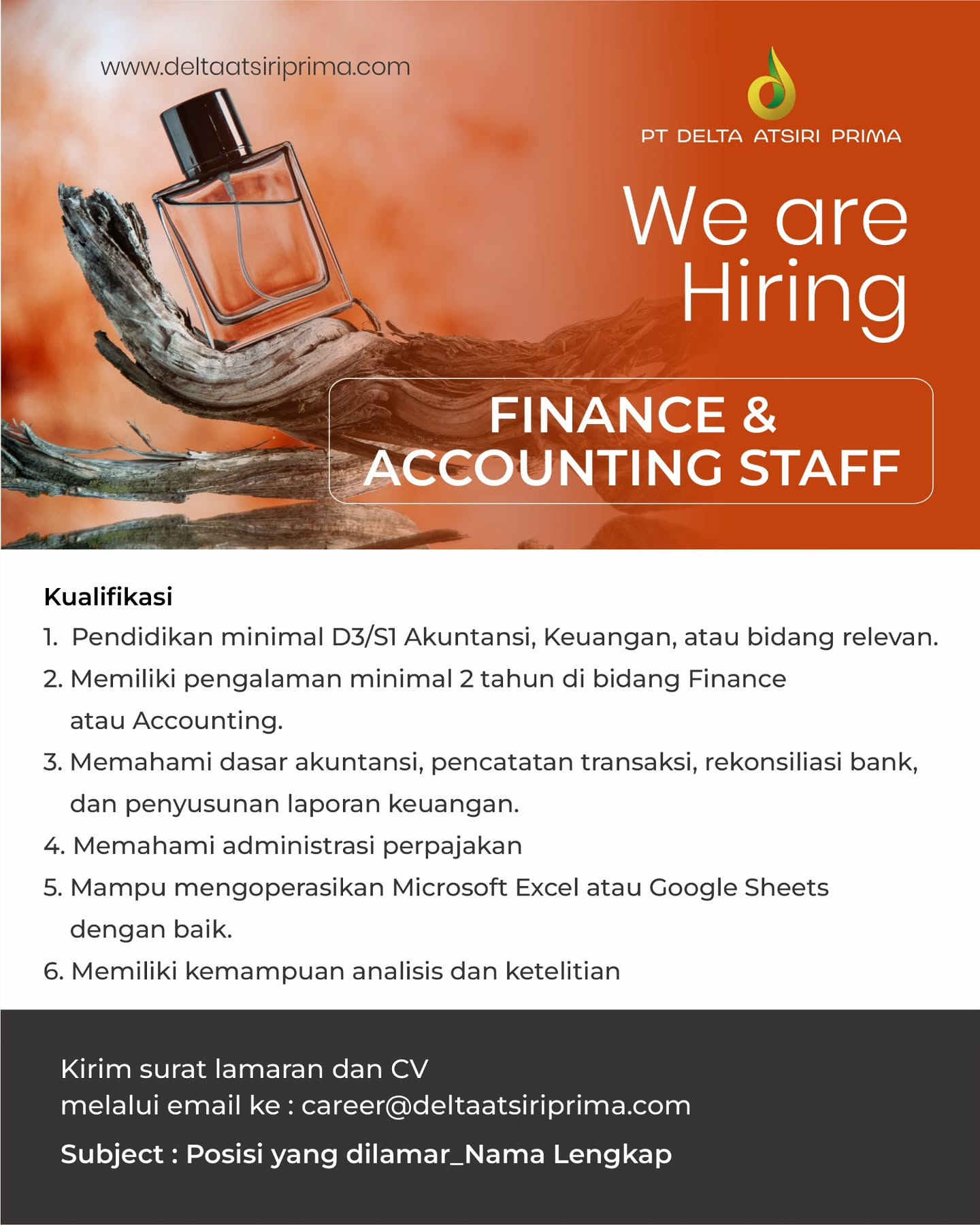 Poster Lowongan Kerja PT Delta Atsiri Prima Slide 3