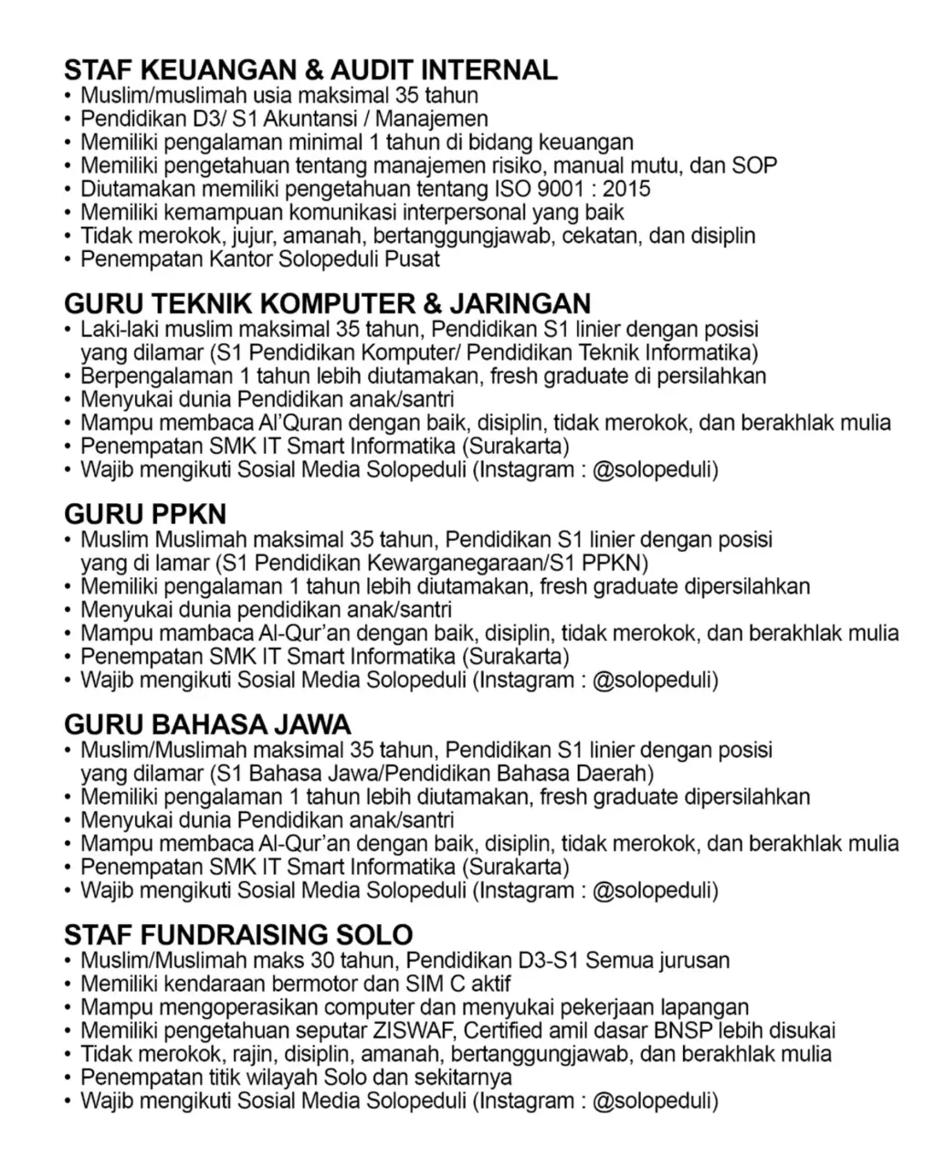 Poster Lowongan Kerja SOLOPEDULI & MITRA JEJARING Slide 3