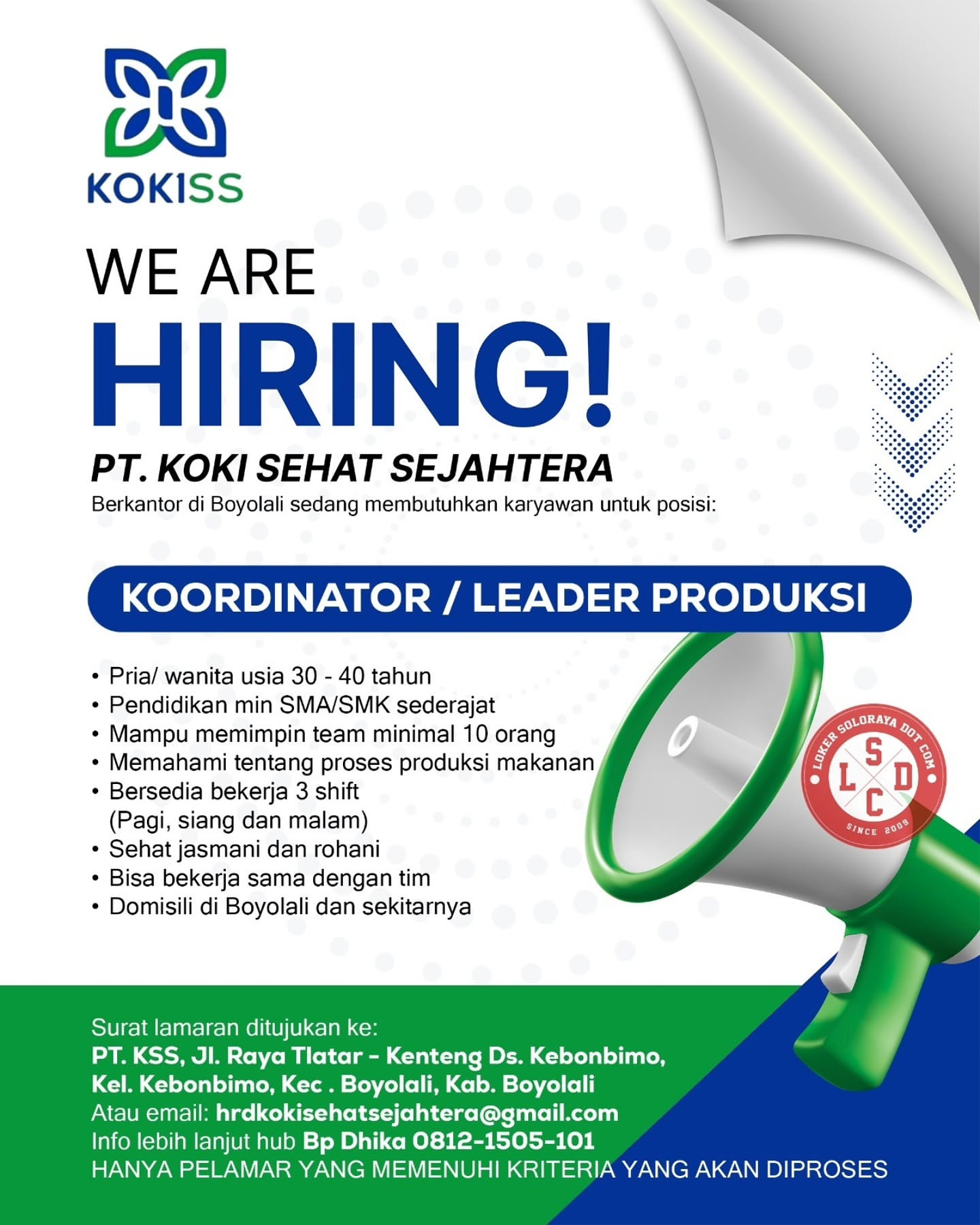 Poster Lowongan Kerja PT Koki Sehat Sejahtera Slide 3