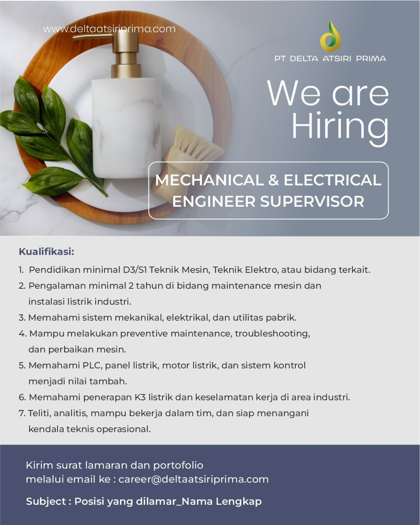 Poster Lowongan Kerja PT Delta Atsiri Prima Slide 3