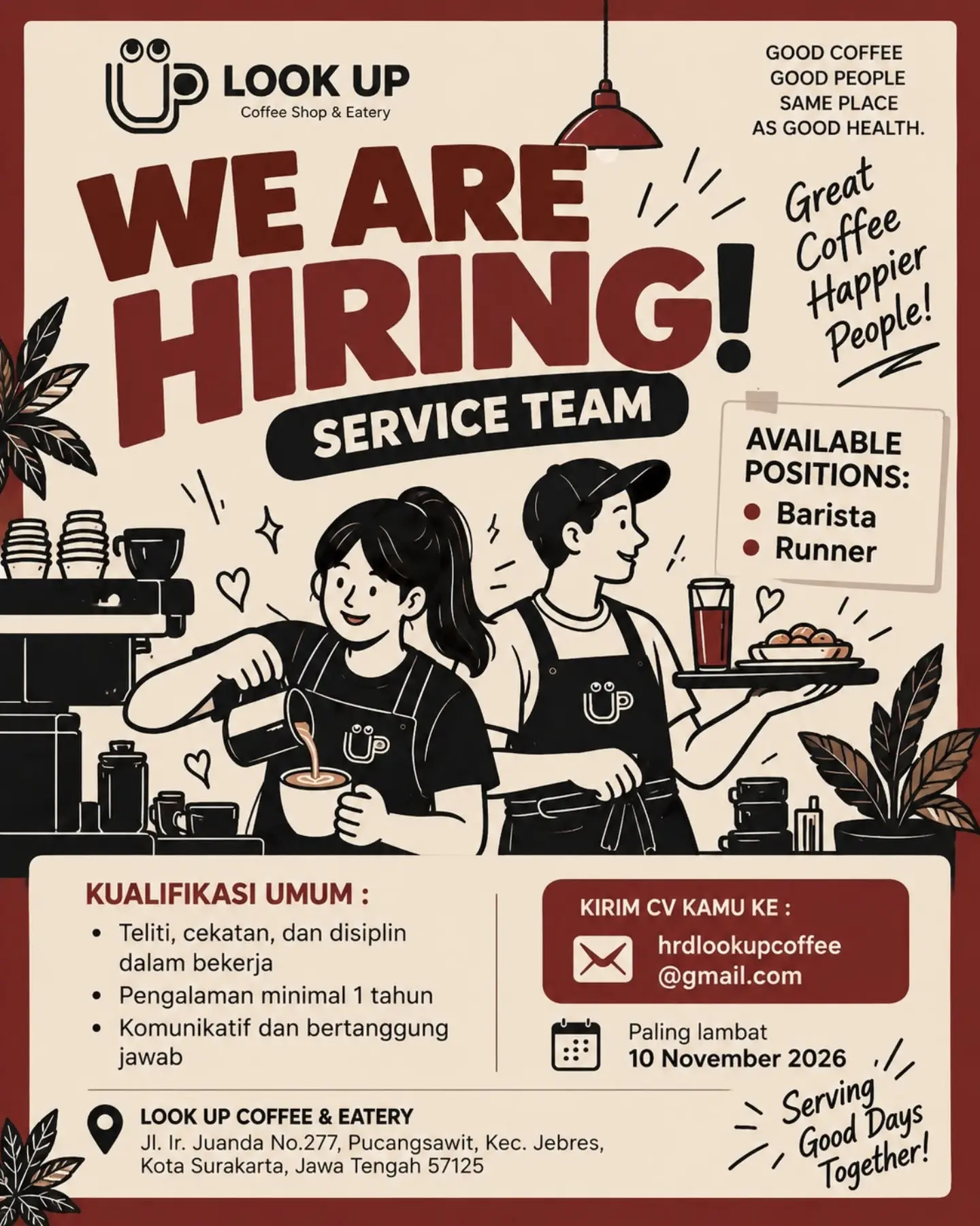 Poster Lowongan Kerja Look Up Coffee & Eatery Slide 3