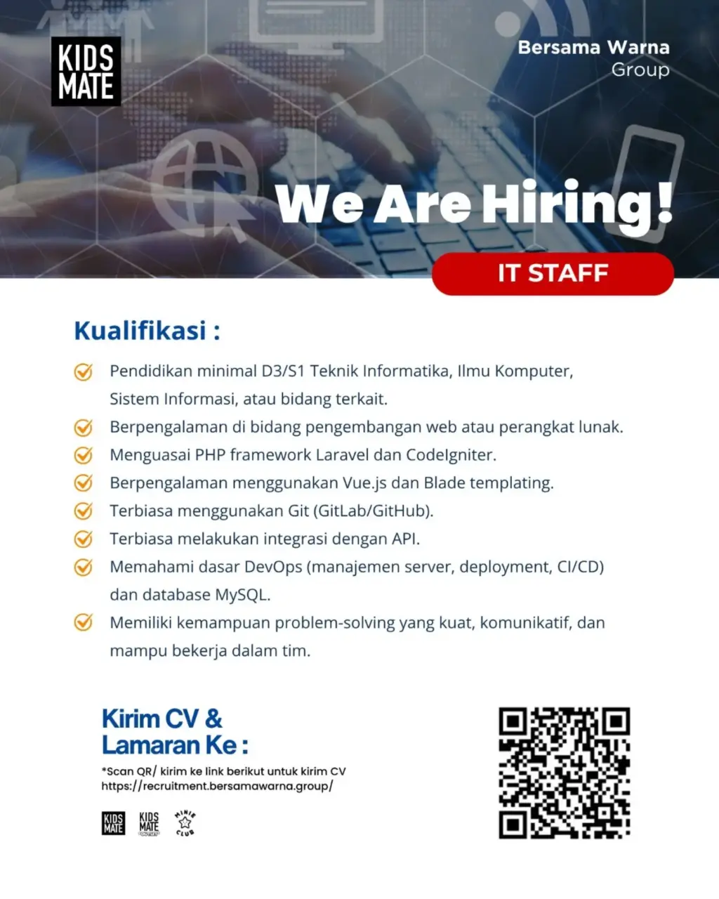 Poster Lowongan Kerja Kids Mate (Bersama Warna Group) Slide 3