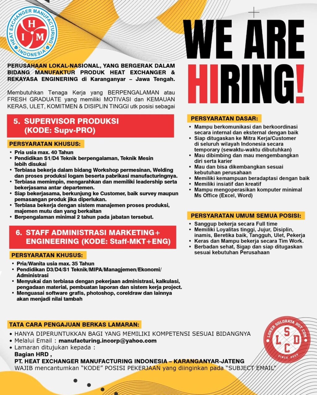 Poster Lowongan Kerja PT HEAT EXCHANGER MANUFACTURING INDONESIA Slide 3