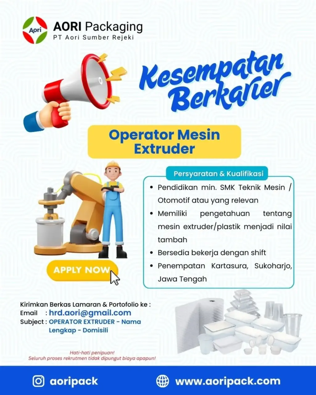 Poster Lowongan Kerja PT AORI SUMBER REJEKI Slide 3