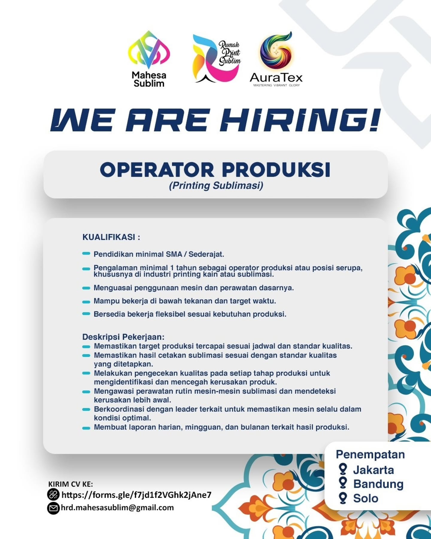 Poster Lowongan Kerja Mahesa Sublim Slide 4