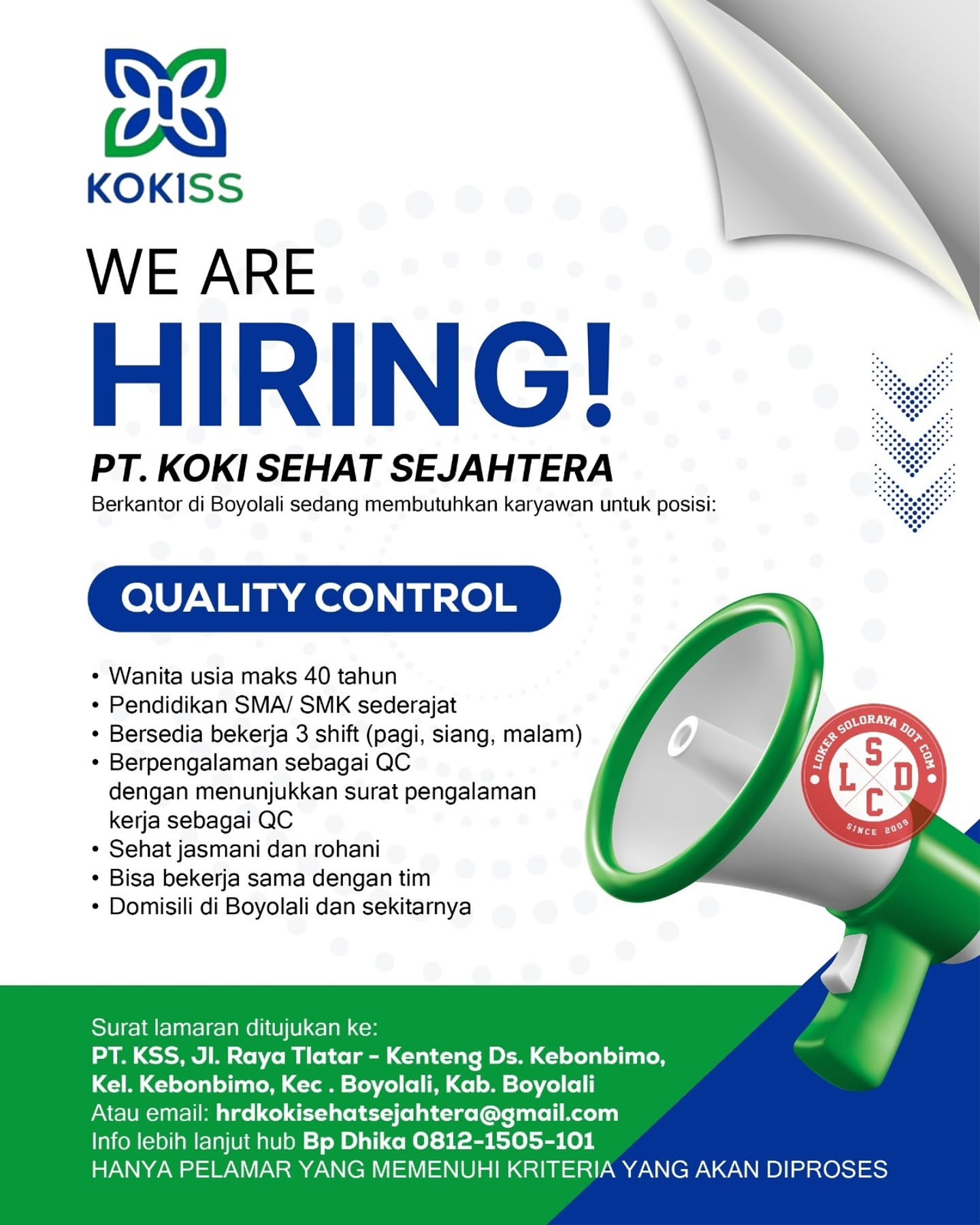 Poster Lowongan Kerja PT Koki Sehat Sejahtera Slide 4
