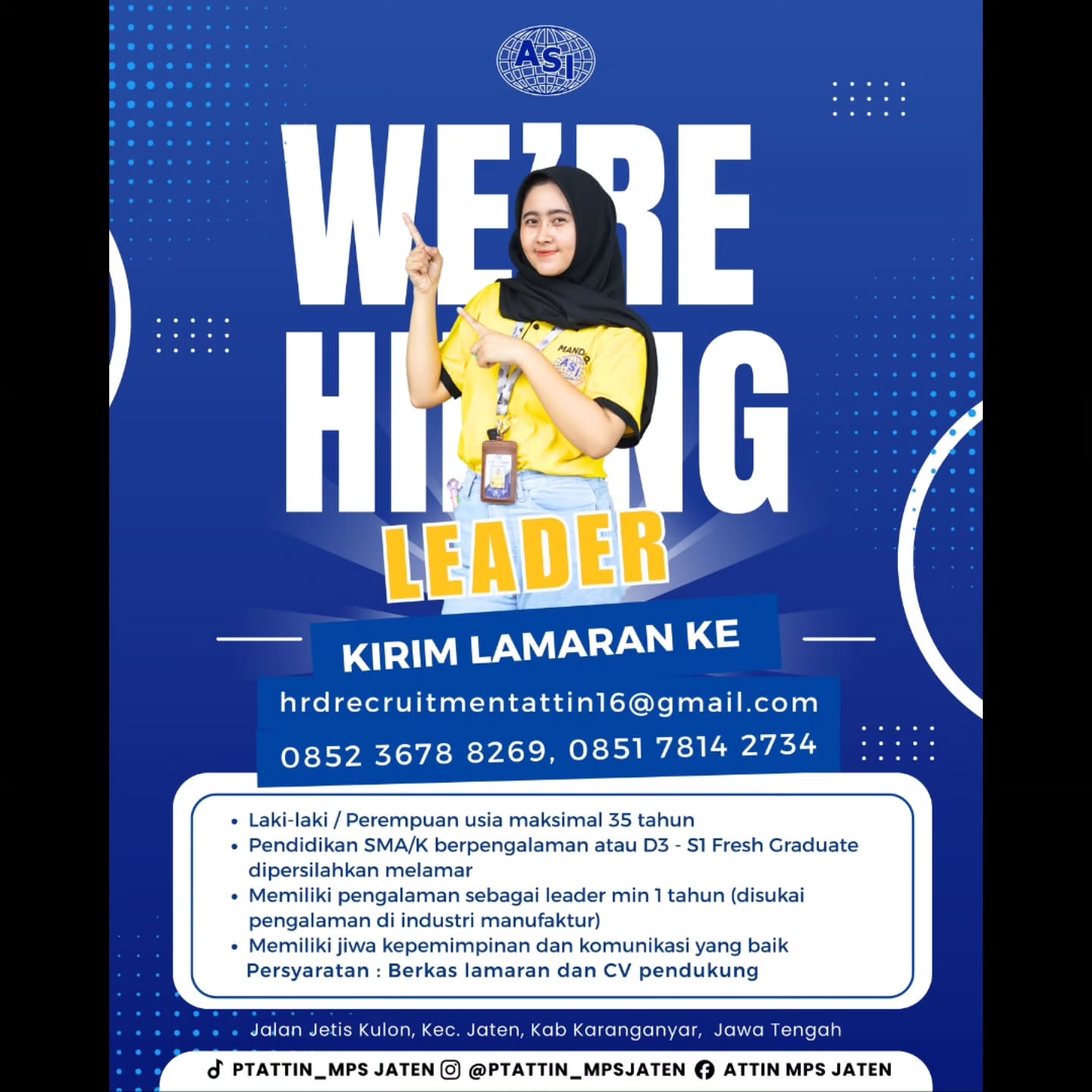 Poster Lowongan Kerja PT Attin Sigaret Indonesia (MPS Jaten) Slide 4