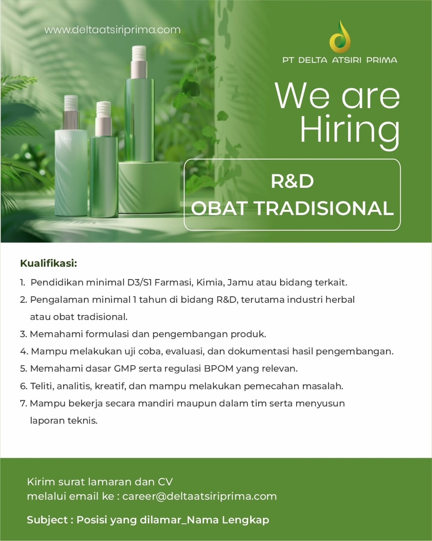 Poster Lowongan Kerja PT Delta Atsiri Prima Slide 4
