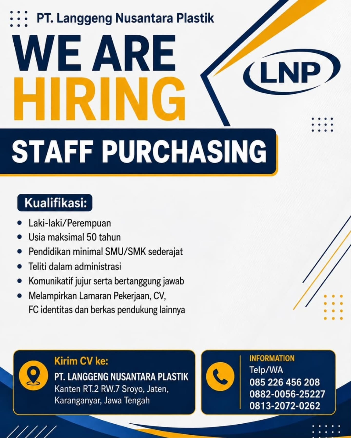 Poster Lowongan Kerja PT Langgeng Nusantara Plastik Slide 4