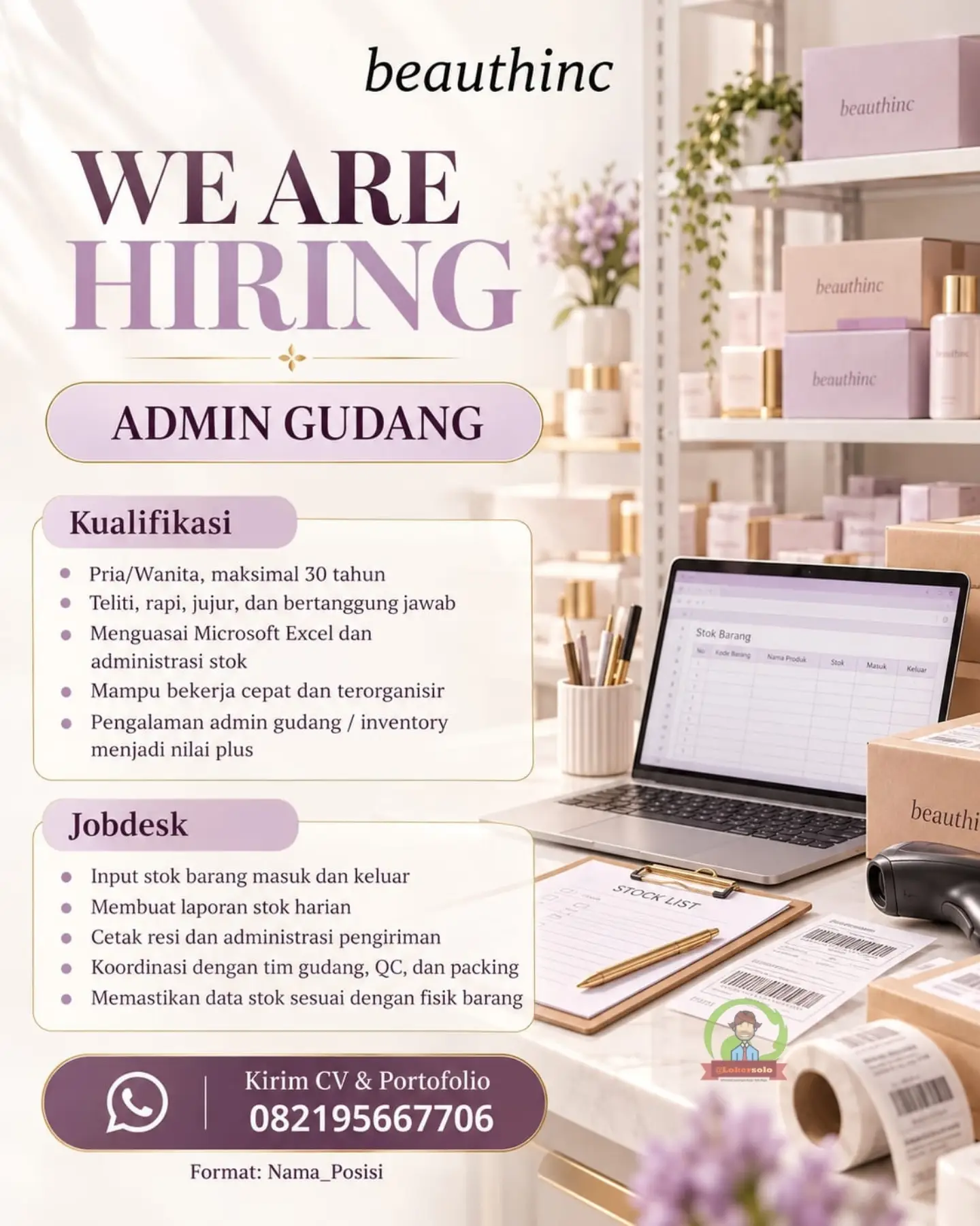 Poster Lowongan Kerja Beauthinc Slide 4