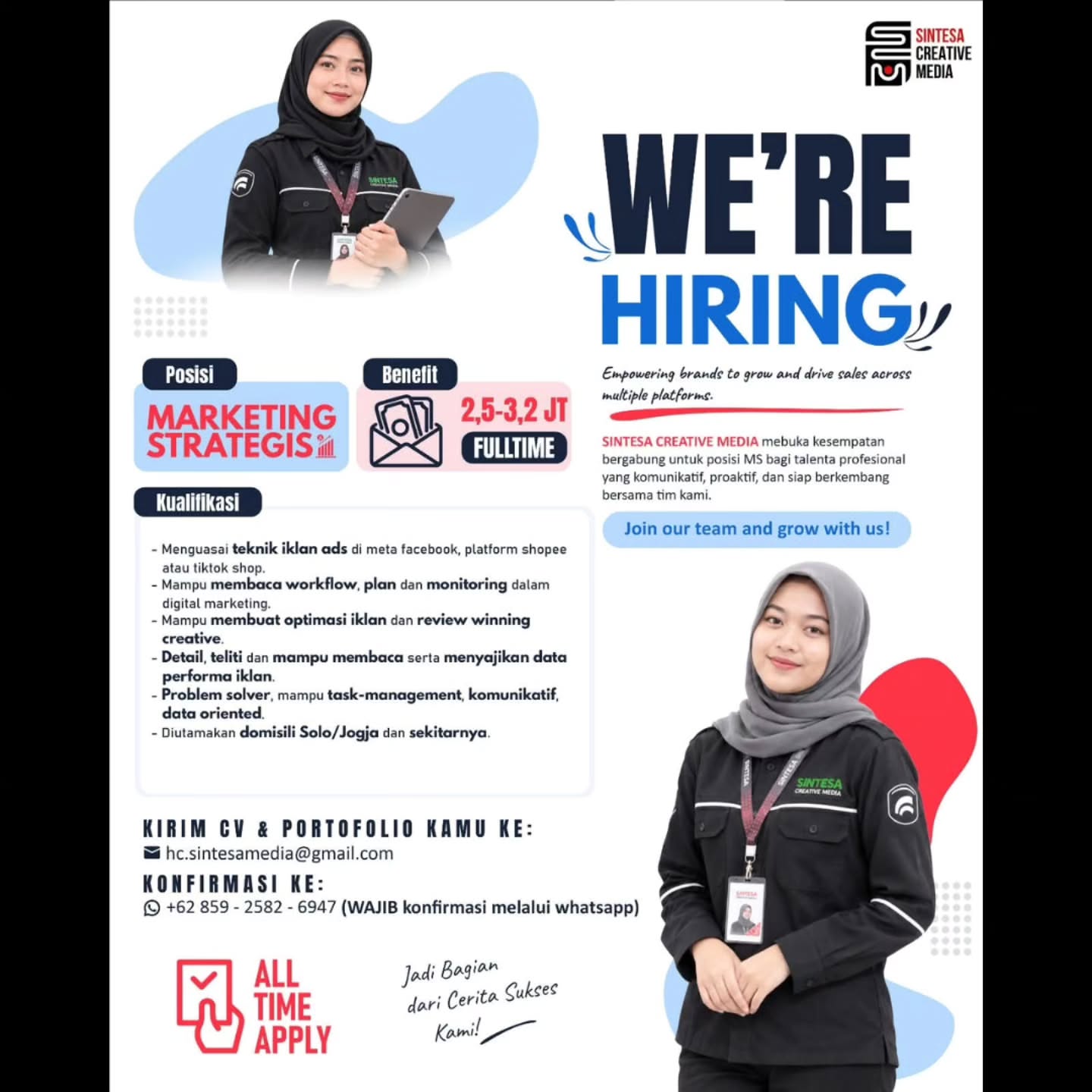 Poster Lowongan Kerja Sintesa Creative Media Slide 4