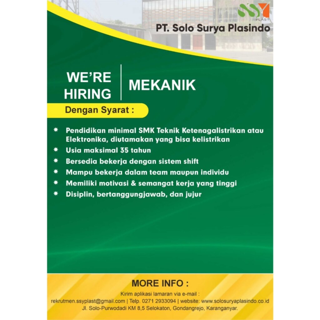 Poster Lowongan Kerja PT. Solo Surya Plasindo Slide 4