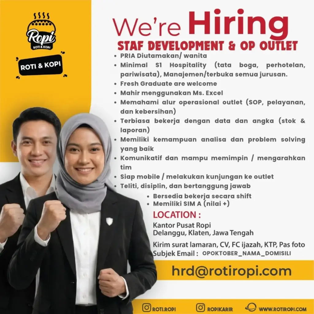 Poster Lowongan Kerja ROPI (Roti & Kopi) Slide 4