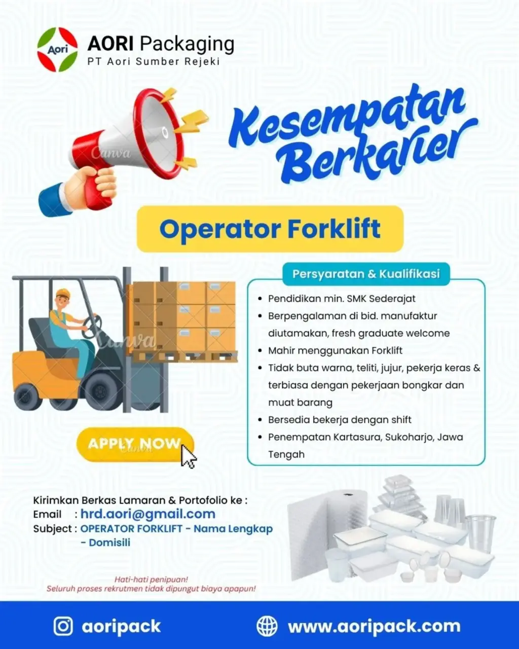 Poster Lowongan Kerja PT AORI SUMBER REJEKI Slide 4
