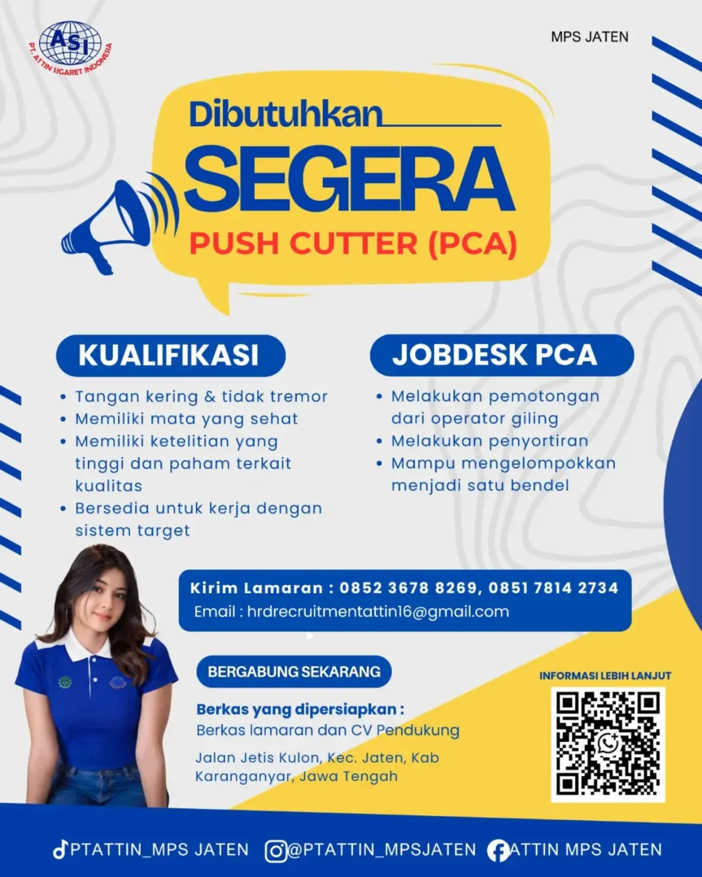 Poster Lowongan Kerja PT ATTIN SIGARET INDONESIA MPS JATEN & PT AROMA SUKOWATI Slide 5