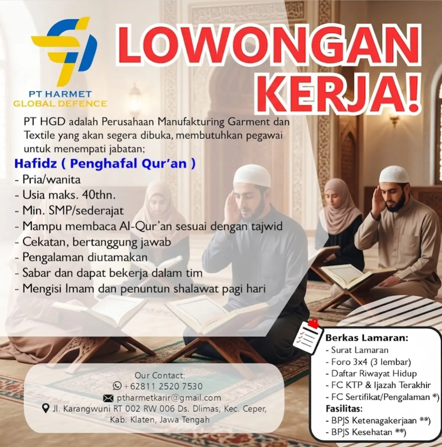 Poster Lowongan Kerja PT Harmet Setia Cemerlang & PT Harmet Global Defence Slide 5