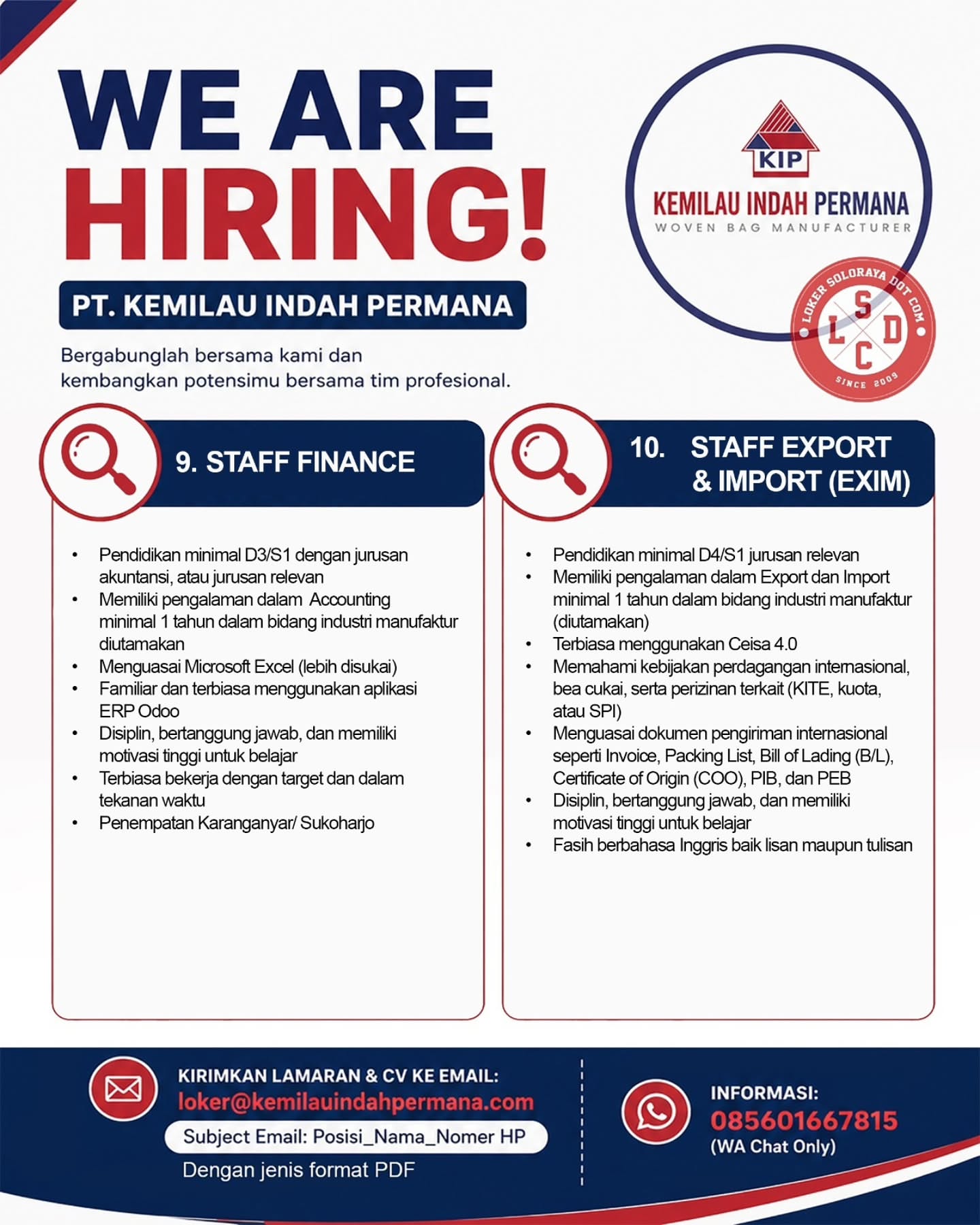 Poster Lowongan Kerja PT Kemilau Indah Permana Slide 5