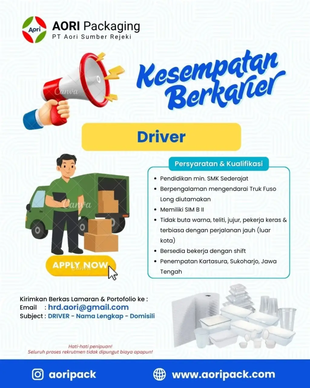 Poster Lowongan Kerja PT AORI SUMBER REJEKI Slide 5