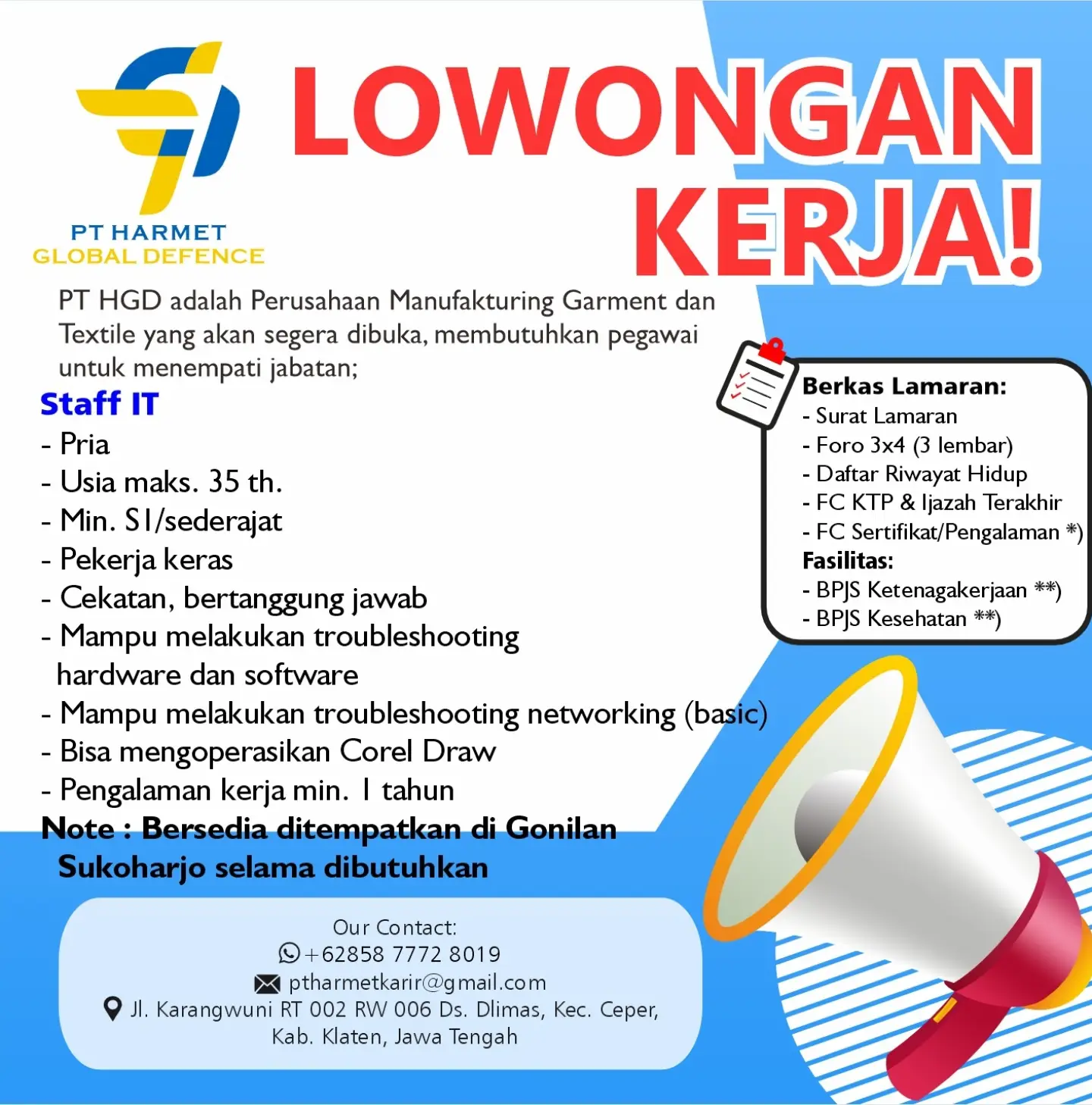 Poster Lowongan Kerja PT Harmet Setia Cemerlang & PT Harmet Global Defence Slide 6