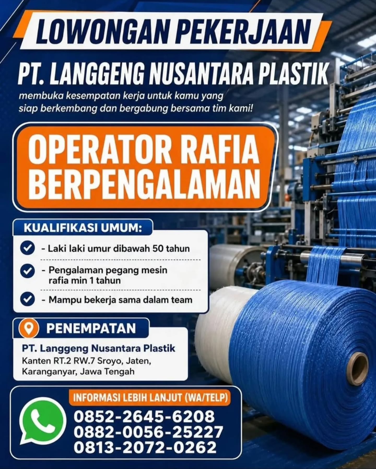 Poster Lowongan Kerja PT Langgeng Nusantara Plastik Slide 6