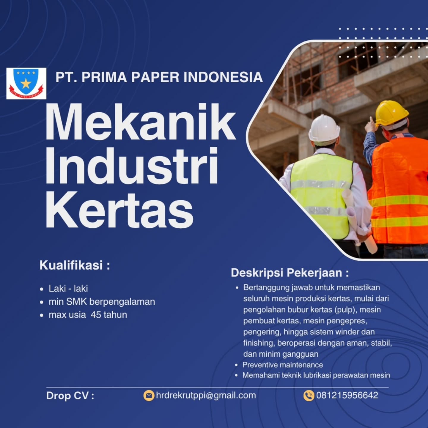 Poster Lowongan Kerja PT Prima Paper Indonesia Slide 6
