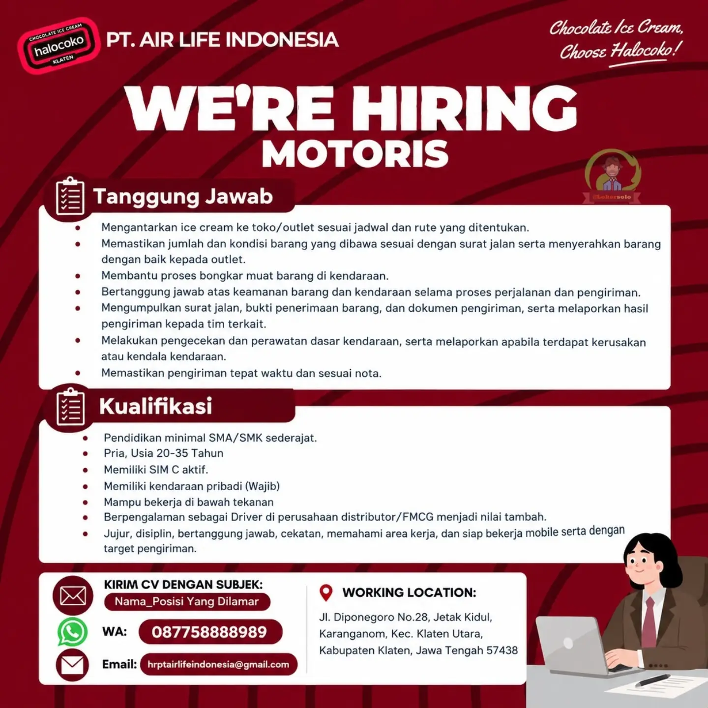 Poster Lowongan Kerja PT Air Life Indonesia (Halocoko Klaten) Slide 6