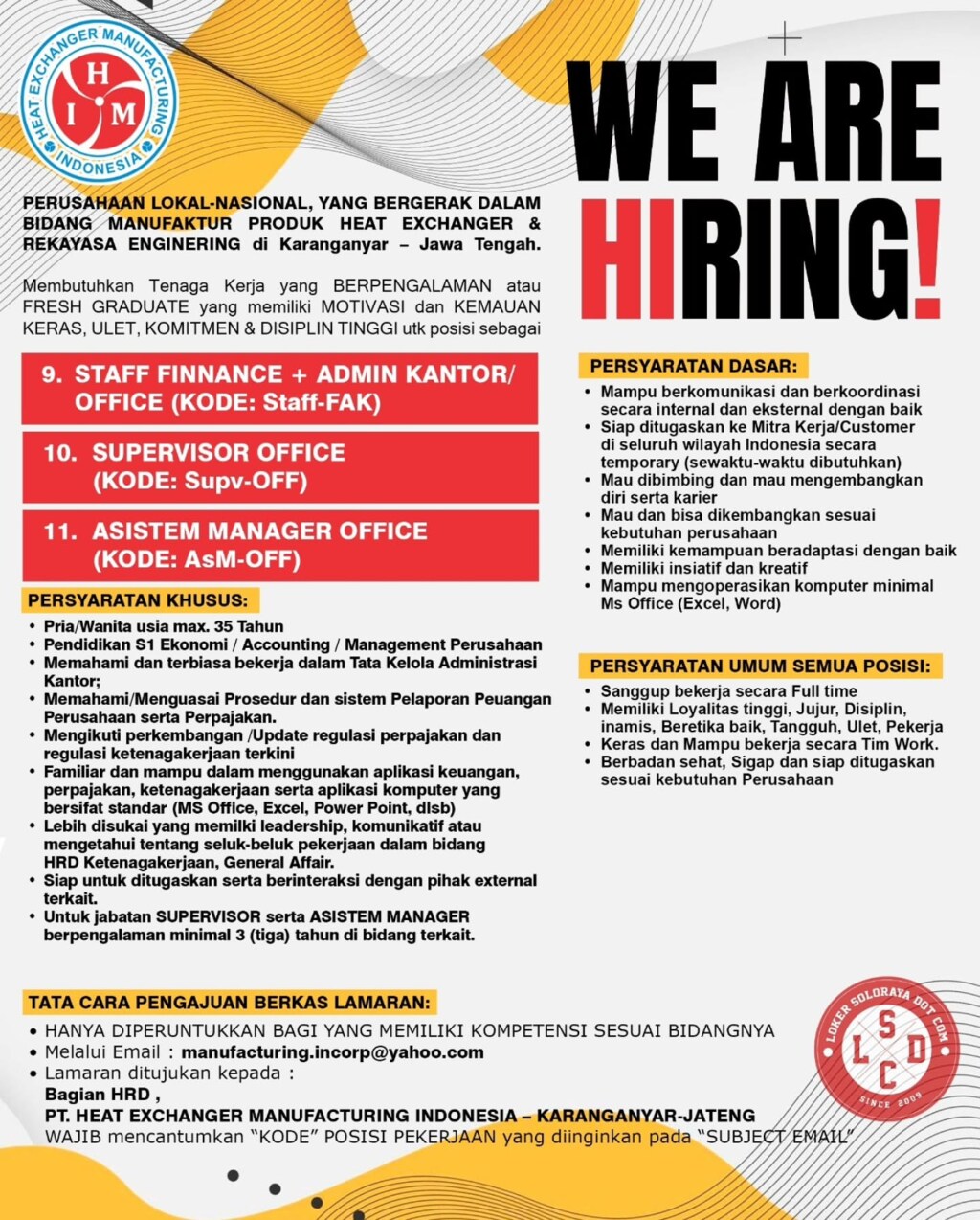 Poster Lowongan Kerja PT HEAT EXCHANGER MANUFACTURING INDONESIA Slide 6