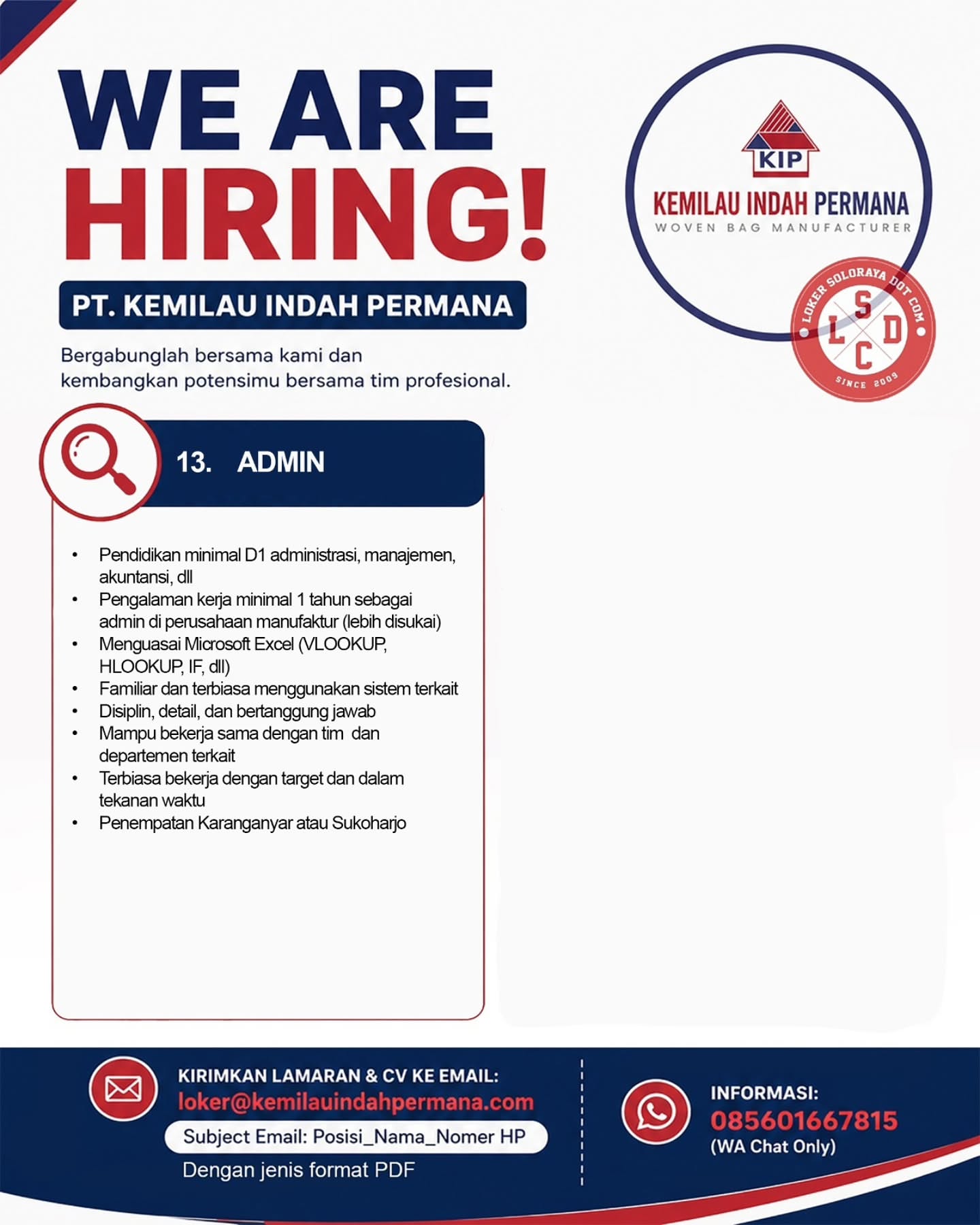 Poster Lowongan Kerja PT Kemilau Indah Permana Slide 7