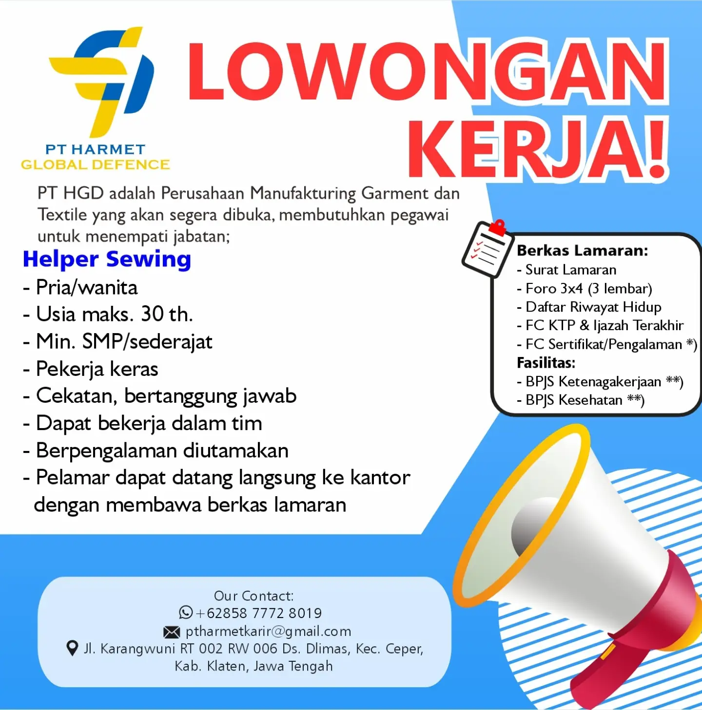 Poster Lowongan Kerja PT Harmet Setia Cemerlang & PT Harmet Global Defence Slide 7