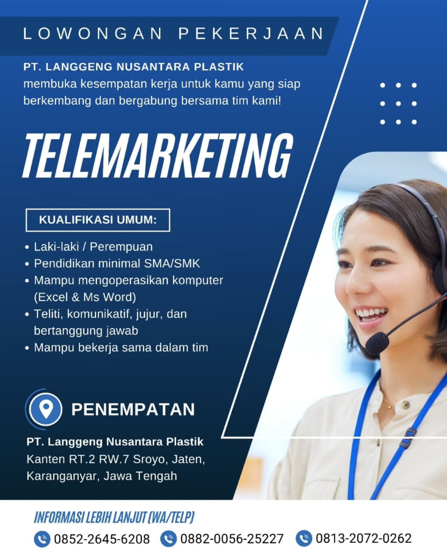 Poster Lowongan Kerja PT Langgeng Nusantara Plastik Slide 7