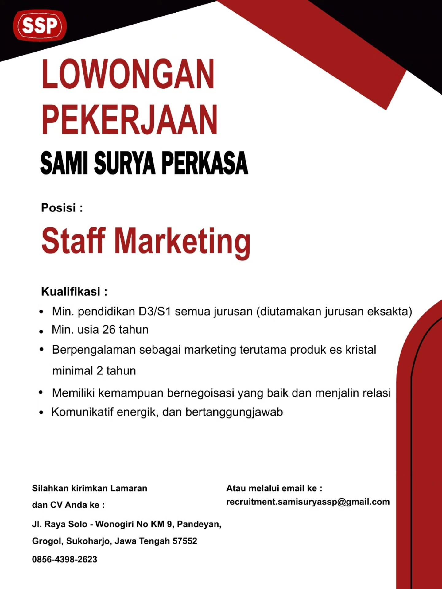 Poster Lowongan Kerja Sami Surya Perkasa Slide 7
