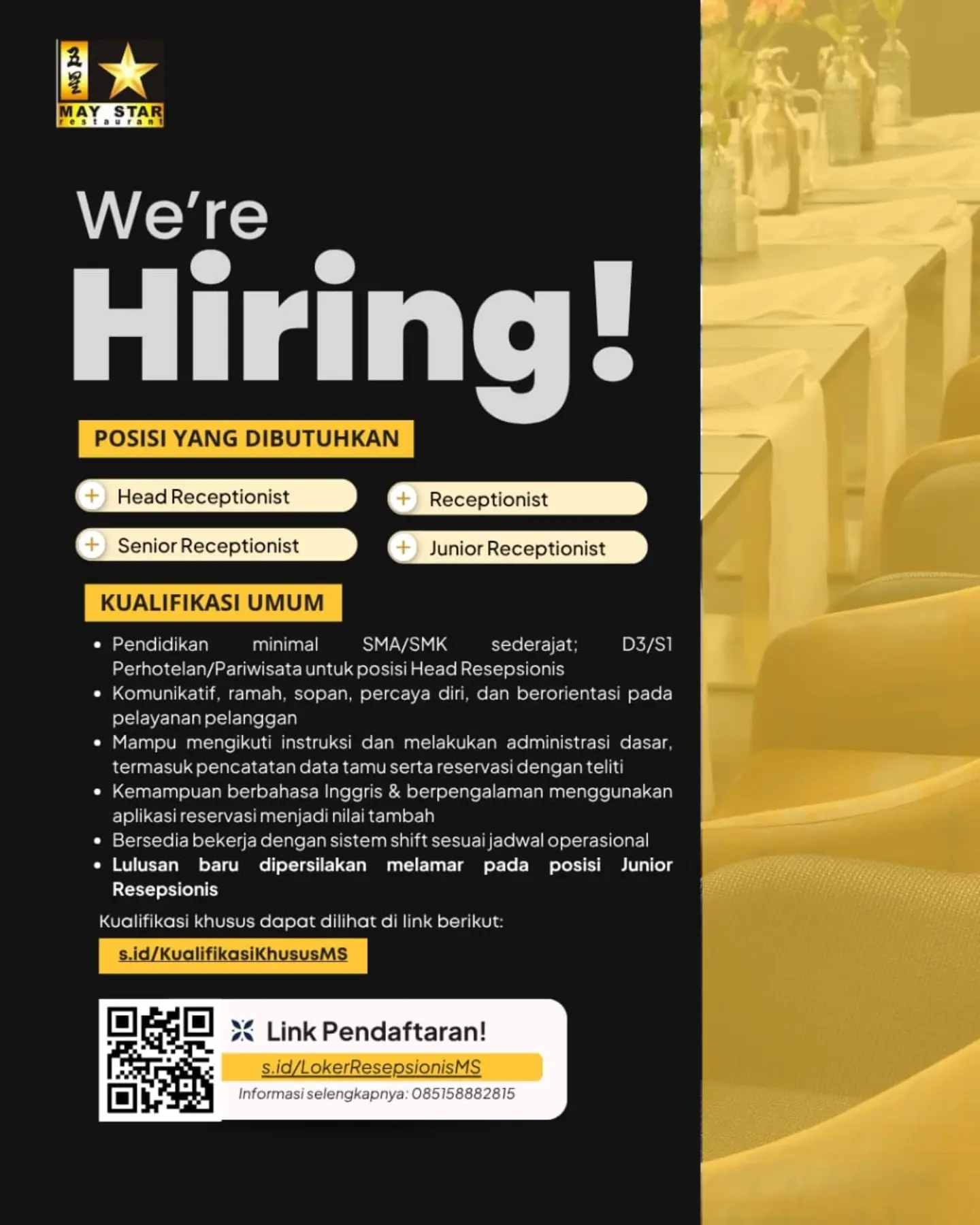 Poster Lowongan Kerja May Star Restaurant Slide 8