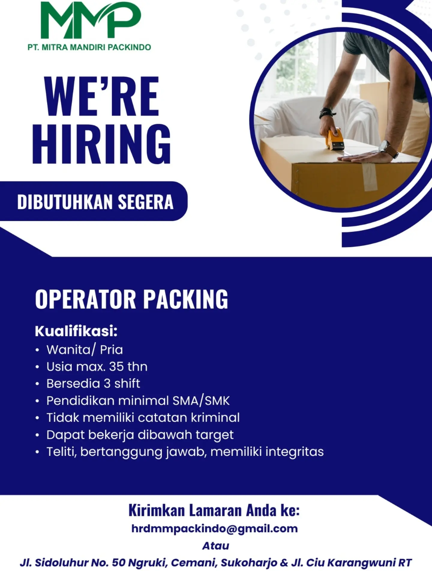 Poster Lowongan Kerja PT Mitra Mandiri Packindo Slide 9